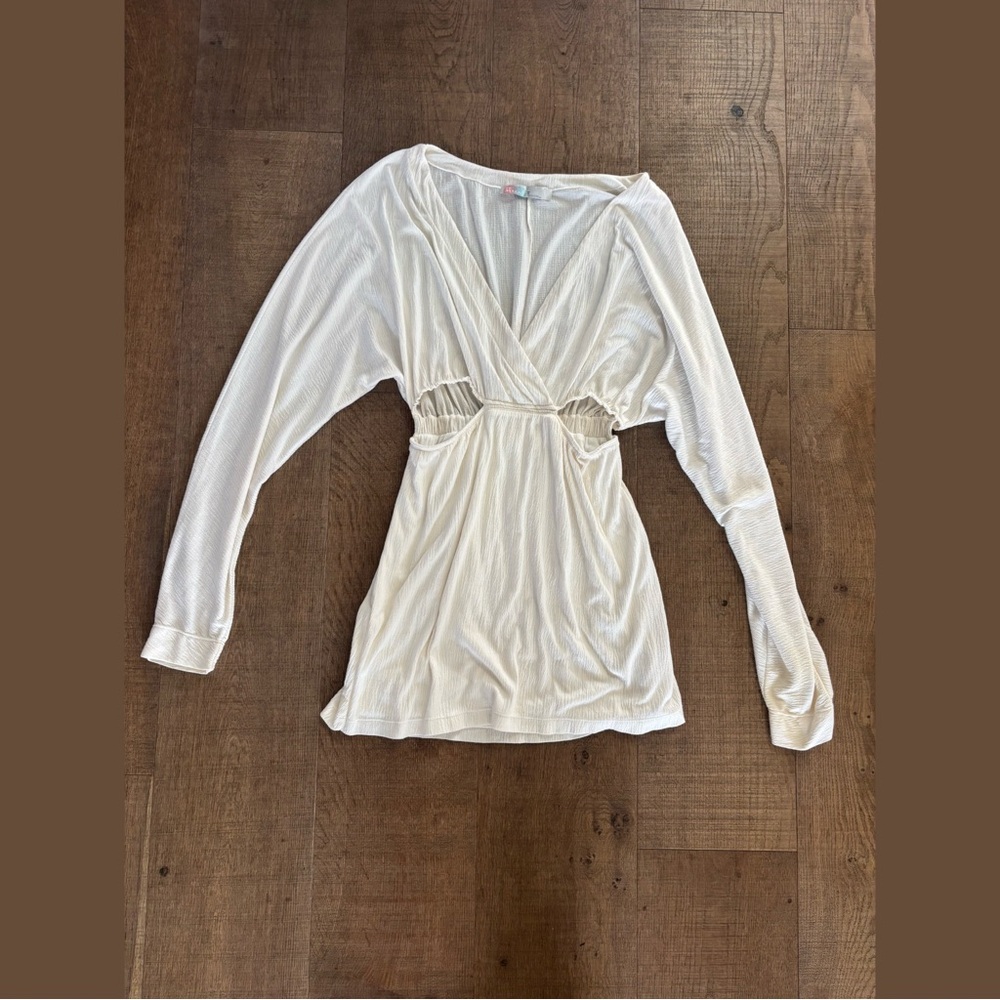 free people fp beach side cutout white mini dress